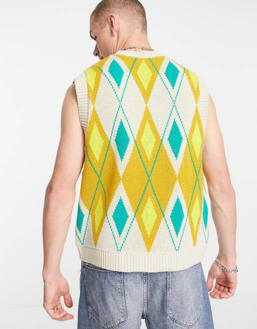 ASOS DESIGN - Top senza maniche in maglia a rombi, 4 di 4