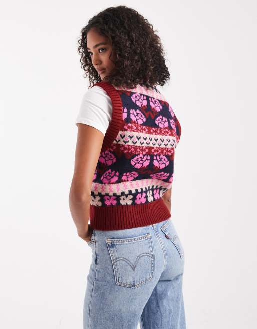 ASOS DESIGN - Top senza maniche in maglia con motivo floreale, 4 di 4