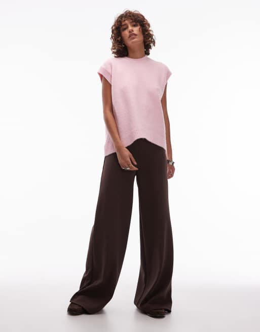 ASOS DESIGN - Top senza maniche in maglia misto lana rosa con orlo arrotondato, 2 di 4