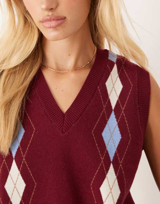 ASOS DESIGN - Top senza maniche in maglina con motivo a losanghe e bottoni, 3 di 4
