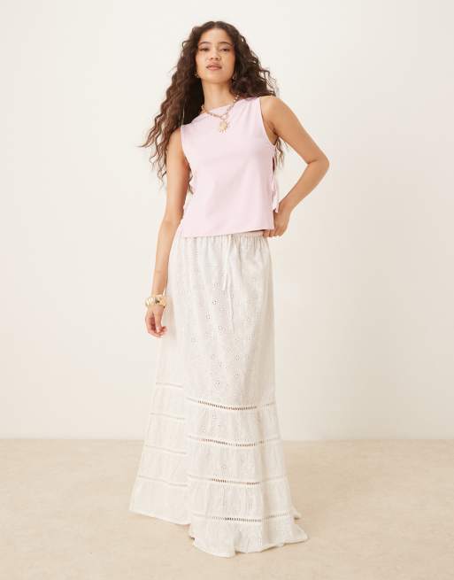 ASOS DESIGN - Top senza maniche in poliammide rosa pastello corto sul retro, 4 di 4