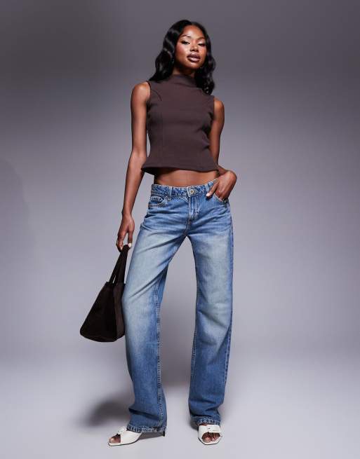 ASOS DESIGN - Top senza maniche in tessuto compatto a coste écru accollato con cuciture, 3 di 4