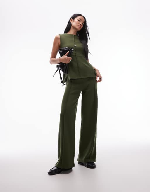 ASOS DESIGN - Top senza maniche morbidissimo verde con cuciture a vista , 2 di 4