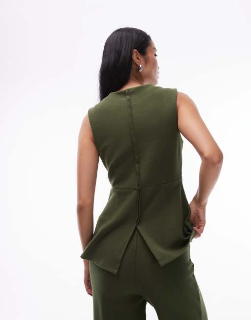 ASOS DESIGN - Top senza maniche morbidissimo verde con cuciture a vista , 3 di 4