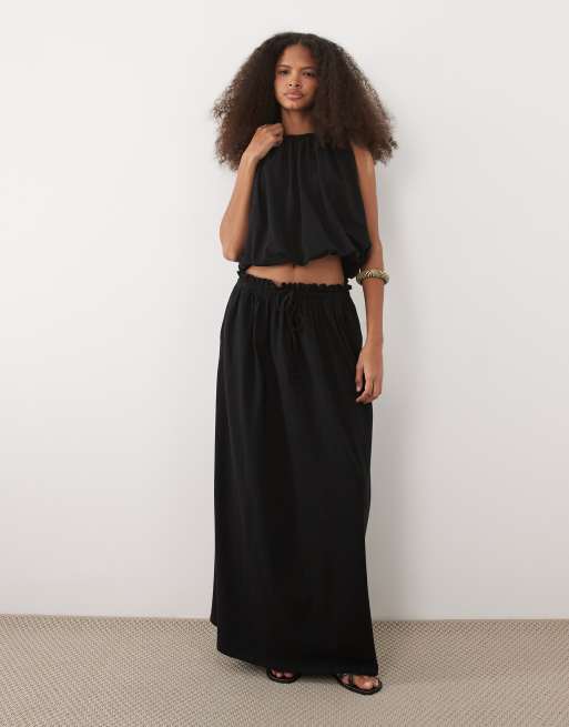 ASOS DESIGN - Top senza maniche nero con arricciatura in coordinato, 3 di 4