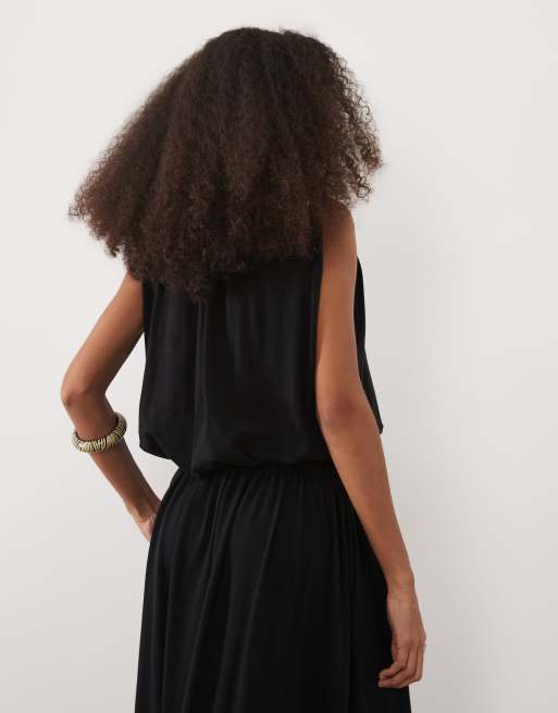 ASOS DESIGN - Top senza maniche nero con arricciatura in coordinato, 4 di 4