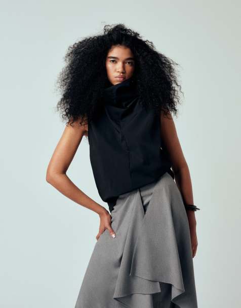 ASOS DESIGN - Top senza maniche nero con scollo a imbuto - view 1