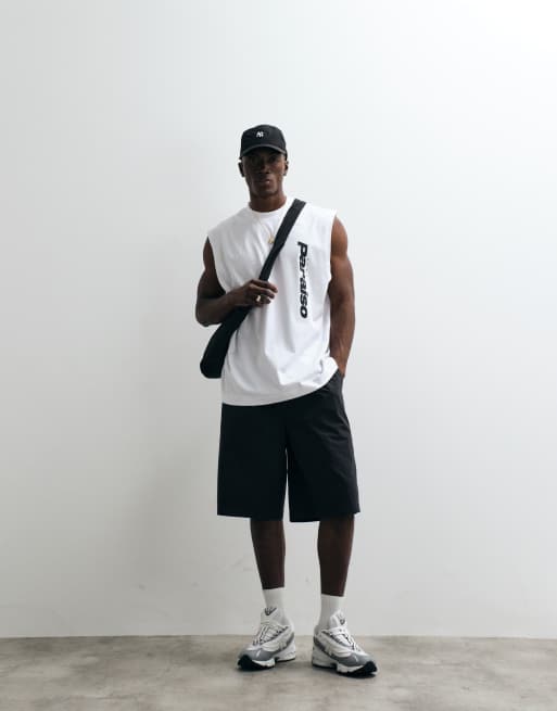 ASOS DESIGN - Top senza maniche oversize bianca con scritta laterale , 4 di 5