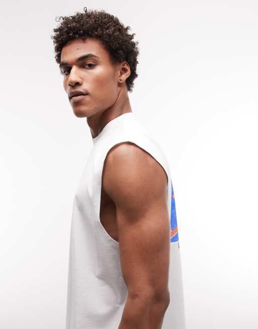 ASOS DESIGN - Top senza maniche oversize bianco con grafica Miami tennis, 5 di 5