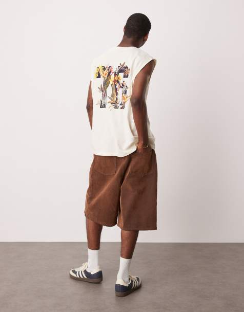 ASOS DESIGN - Top senza maniche oversize bianco con grafica sportiva floreale - view 1