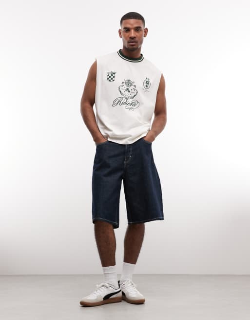 ASOS DESIGN - Top senza maniche oversize bianco con grafica stile calcio sul davanti, 2 di 5