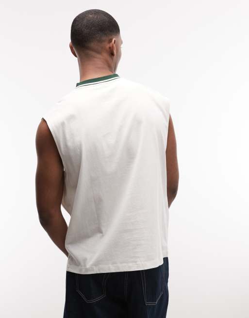 ASOS DESIGN - Top senza maniche oversize bianco con grafica stile calcio sul davanti, 3 di 5