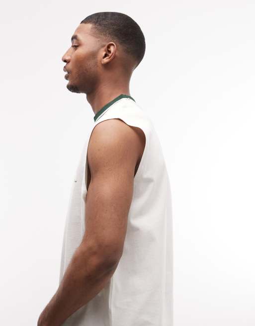 ASOS DESIGN - Top senza maniche oversize bianco con grafica stile calcio sul davanti, 5 di 5