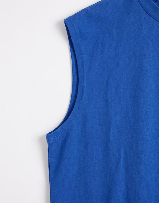 ASOS DESIGN - Top senza maniche oversize blu con grafica bombata, 9 di 9
