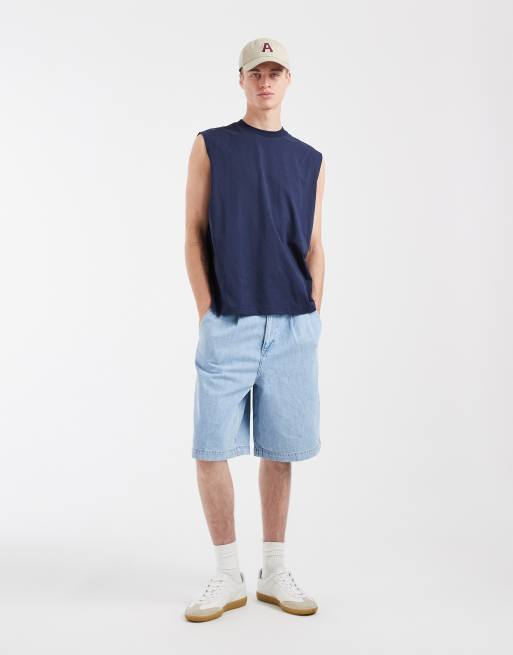ASOS DESIGN - Top senza maniche oversize blu navy con stampa di hotel, 4 di 5