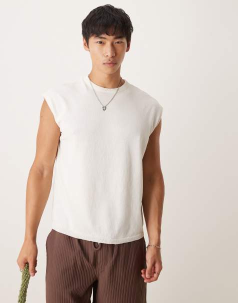 ASOS DESIGN - Top senza maniche oversize girocollo bianco in maglia - view 1
