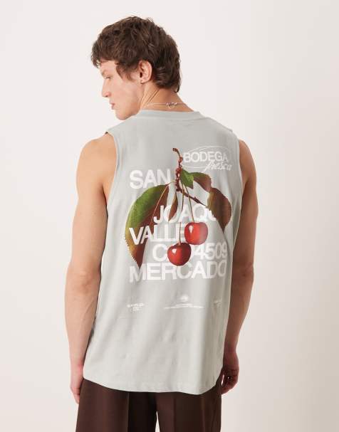 ASOS DESIGN - Top senza maniche oversize grigio con stampa di frutta - view 1
