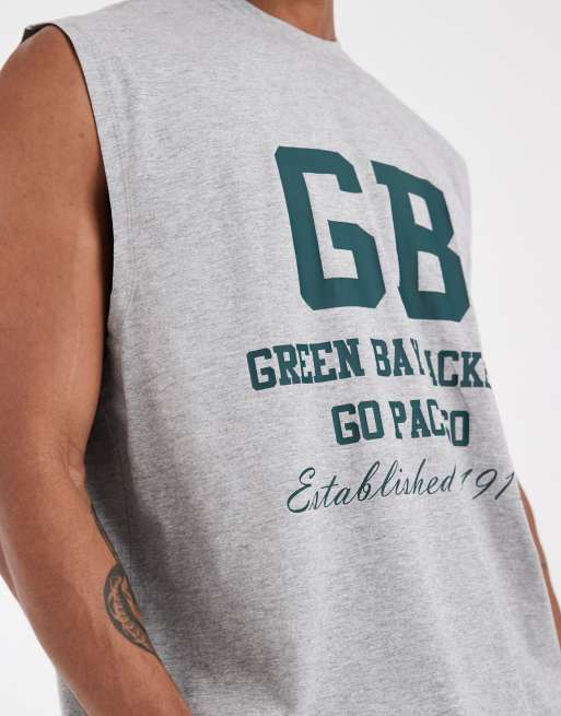ASOS DESIGN - Top senza maniche oversize grigio con stampa NFL de Green Bay Packers, 3 di 5