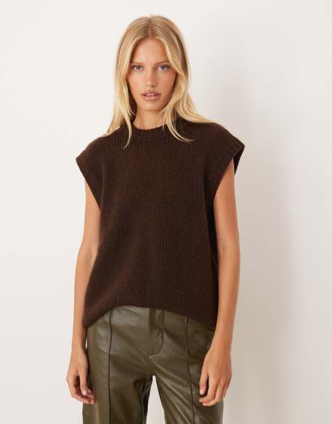 ASOS DESIGN - Top senza maniche oversize in maglia color cioccolato - view 1
