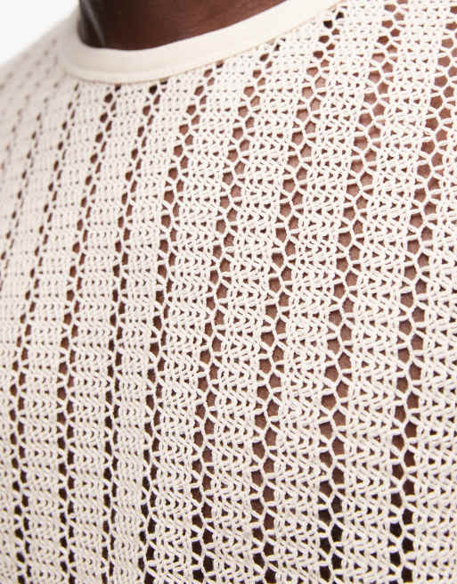 ASOS DESIGN - Top senza maniche oversize in maglia testurizzata a coste bianco sporco, 2 di 5