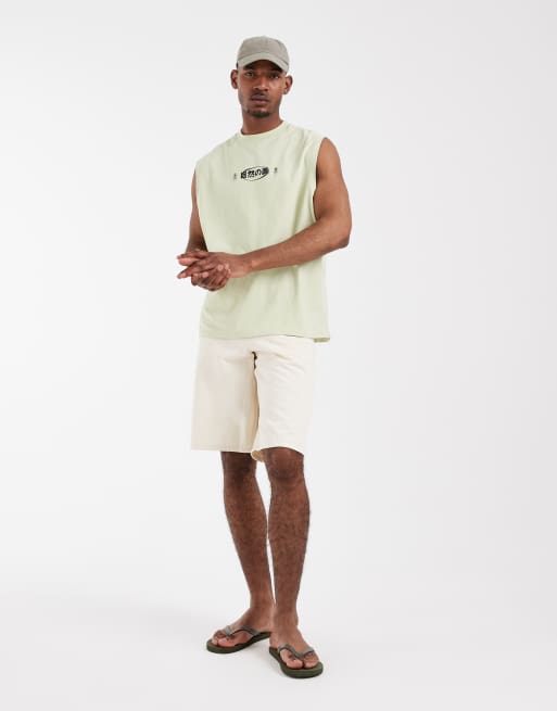 ASOS DESIGN - Top senza maniche oversize lavaggio bianco sporco con grafica Bonsai, 4 di 5