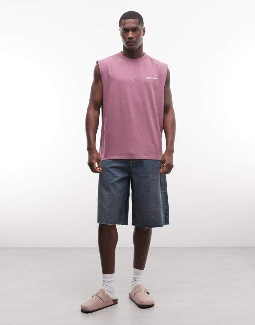 ASOS DESIGN - Top senza maniche oversize lavaggio rosa con scritta, 2 di 5