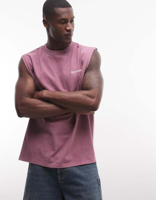 ASOS DESIGN - Top senza maniche oversize lavaggio rosa con scritta, 3 di 5