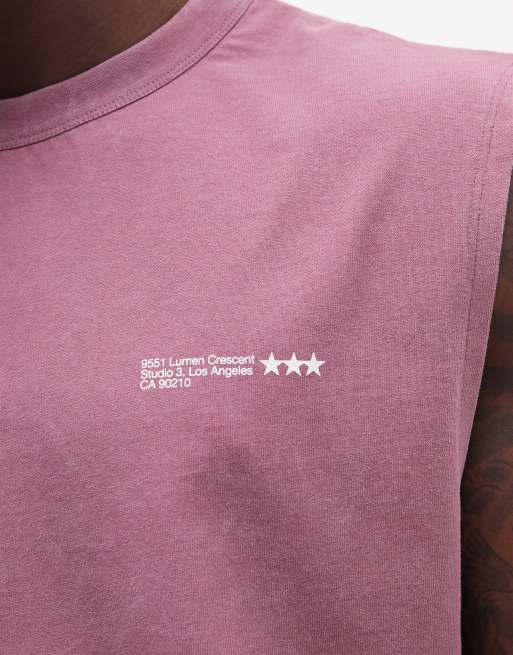 ASOS DESIGN - Top senza maniche oversize lavaggio rosa con scritta, 4 di 5