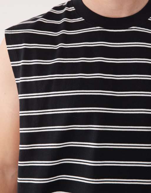 ASOS DESIGN - Top senza maniche oversize nero a righe con giromanica ampio, 5 di 5