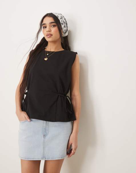 ASOS DESIGN - Top senza maniche oversize nero con laccetti - view 1