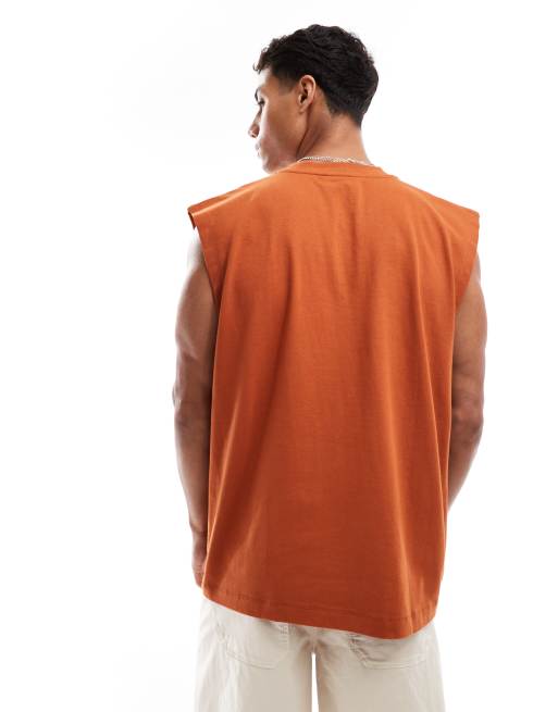 ASOS DESIGN - Top senza maniche oversize pesante color ruggine , 4 di 4
