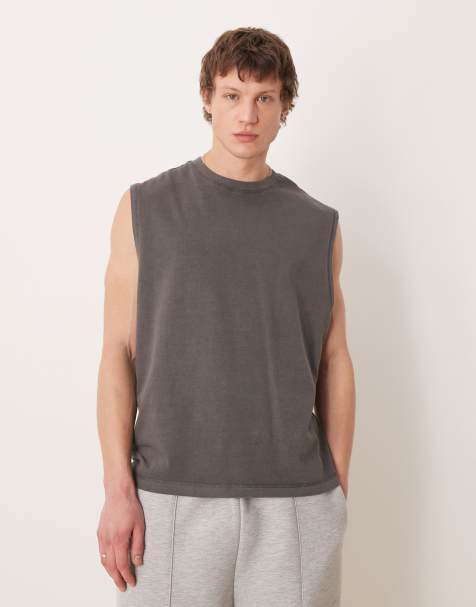 ASOS DESIGN - Top senza maniche oversize pesante grigio antracite slavato - view 1