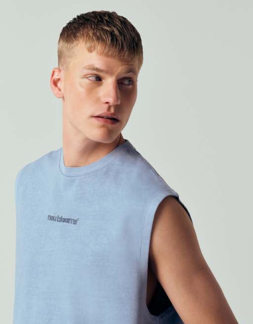 ASOS DESIGN - Top senza maniche oversize pesante in tessuto testurizzato blu in coordinato, 5 di 12