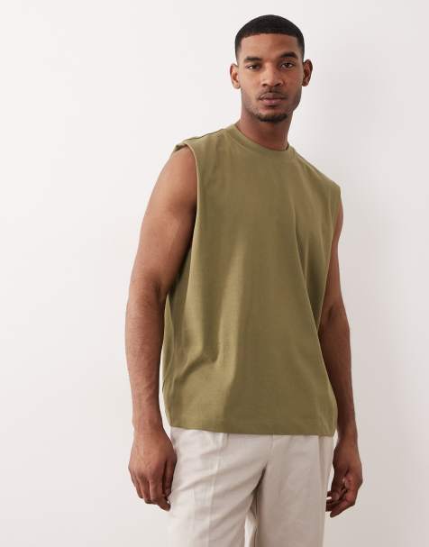ASOS DESIGN - Top senza maniche oversize pesante kaki - view 1