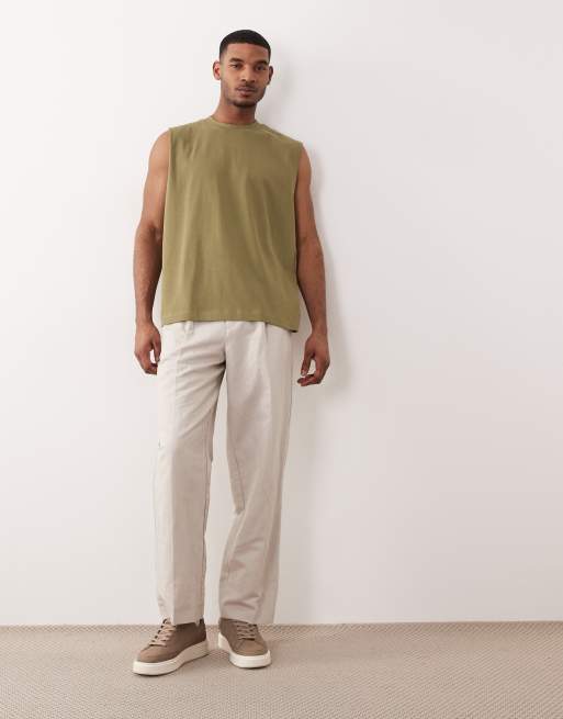 ASOS DESIGN - Top senza maniche oversize pesante kaki, 2 di 5