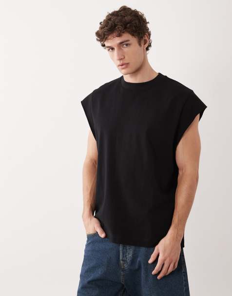 ASOS DESIGN - Top senza maniche oversize pesante nero con maniche ad aletta - view 1