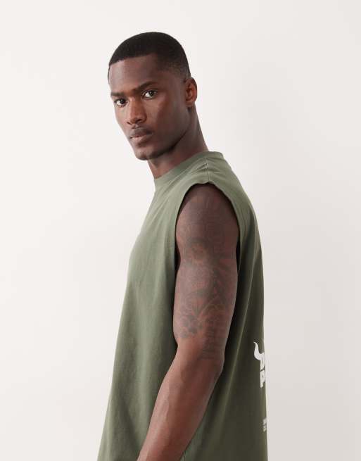 ASOS DESIGN - Top senza maniche oversize verde con grafica di pizza, 4 di 7