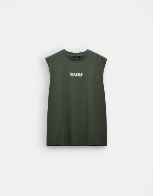 ASOS DESIGN - Top senza maniche oversize verde con grafica di pizza, 7 di 7