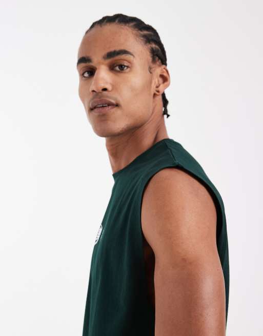ASOS DESIGN - Top senza maniche oversize verde scuro con stampa di bonsai, 4 di 5