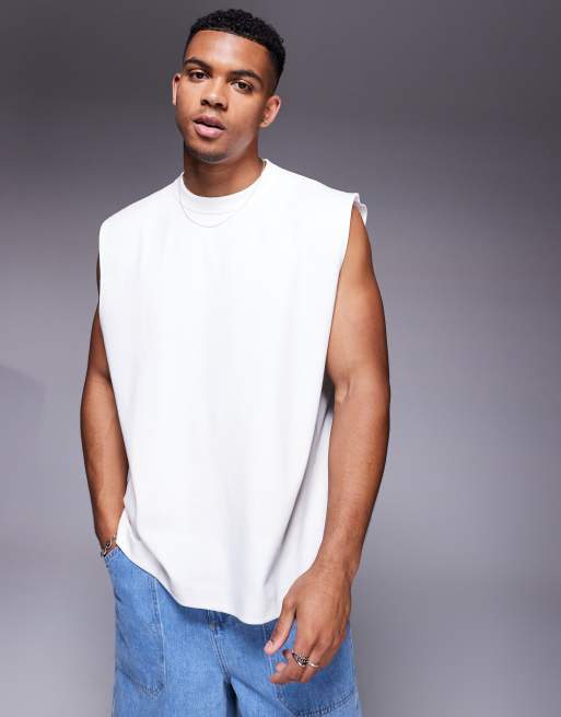 ASOS DESIGN - Top senza maniche premium in tessuto interlock da 300 gsm bianco