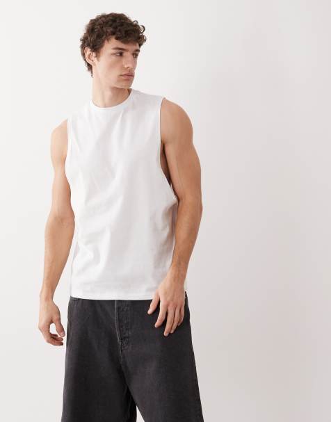 ASOS DESIGN - Top senza maniche regular fit con giromanica ampio bianco - view 1