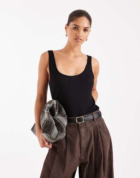 ASOS DESIGN - Top senza maniche semitrasparente nero con scollo rotondo profondo - view 1