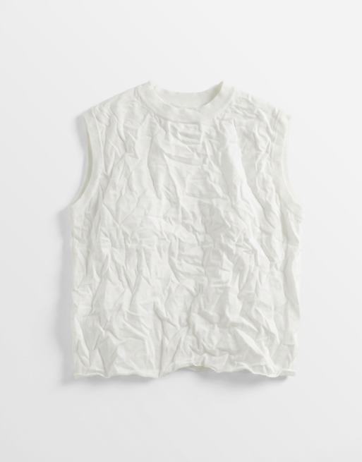 ASOS DESIGN - Top senza maniche squadrato in maglia stropicciata bianco, 5 di 7