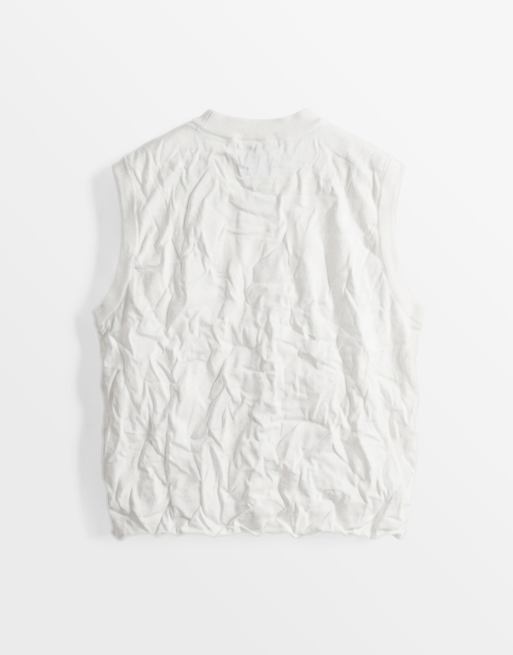 ASOS DESIGN - Top senza maniche squadrato in maglia stropicciata bianco, 6 di 7