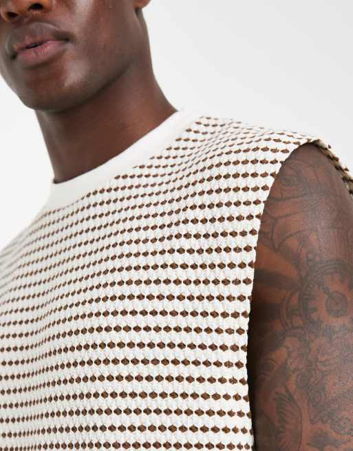 ASOS DESIGN - Top senza maniche squadrato oversize pesante in tessuto testurizzato marrone, 2 di 5