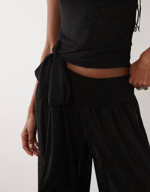 ASOS DESIGN - top sin mangas semitransparente de conjunto en negro, 3 de 4