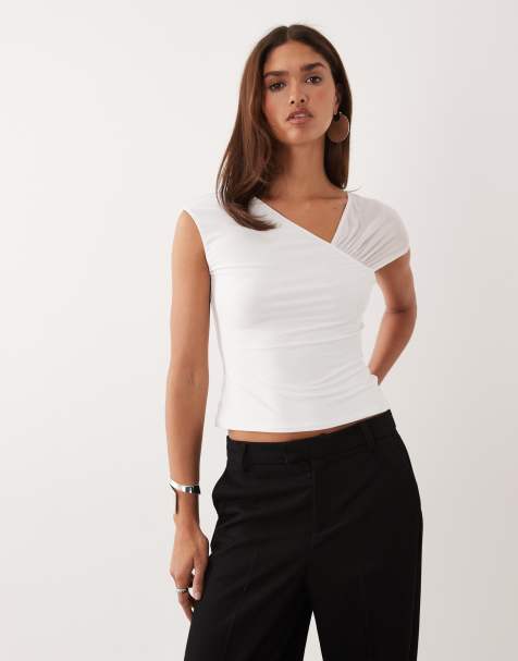 ASOS DESIGN - Top sinuoso bianco con spalle in rete - view 1