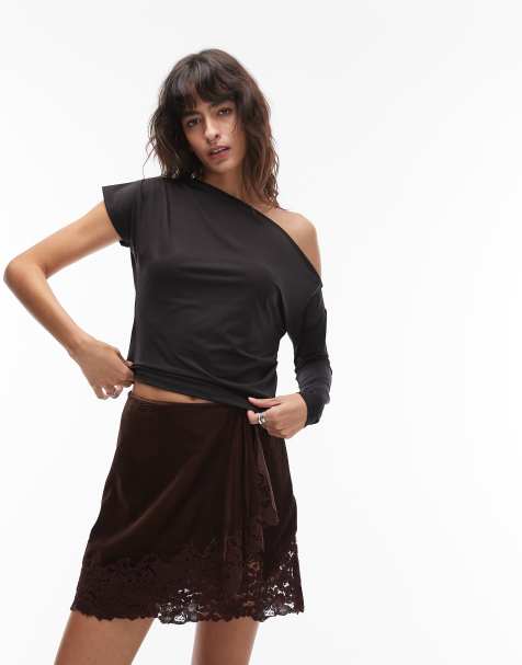 ASOS DESIGN - Top sinuoso monospalla asimmetrico nero drappeggiato - view 1