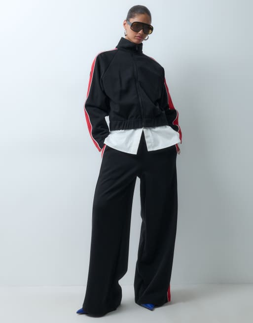 ASOS DESIGN top sportivo da tuta in rosso e nero coordinato, 2 di 4