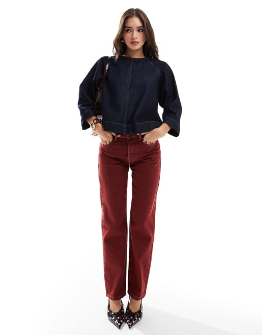 ASOS DESIGN - Top squadrato in denim color indaco allacciato sul retro, 3 di 4